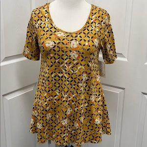 LuLaRoe New XS Mustard Floral Perfect T-Shirt NWT